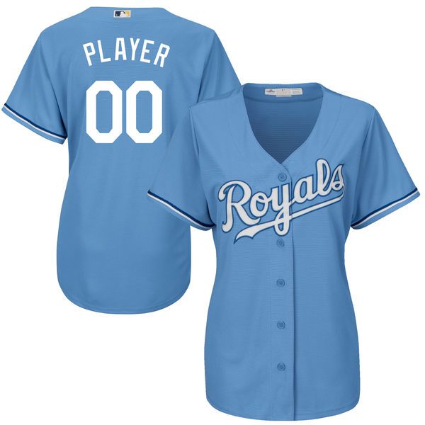 Women Kansas City Royals Majestic Light Blue Cool Base Custom Alternate MLB Jersey